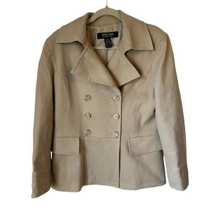 New York & Company Tan Khaki Button Up Dress Jacket Size Large